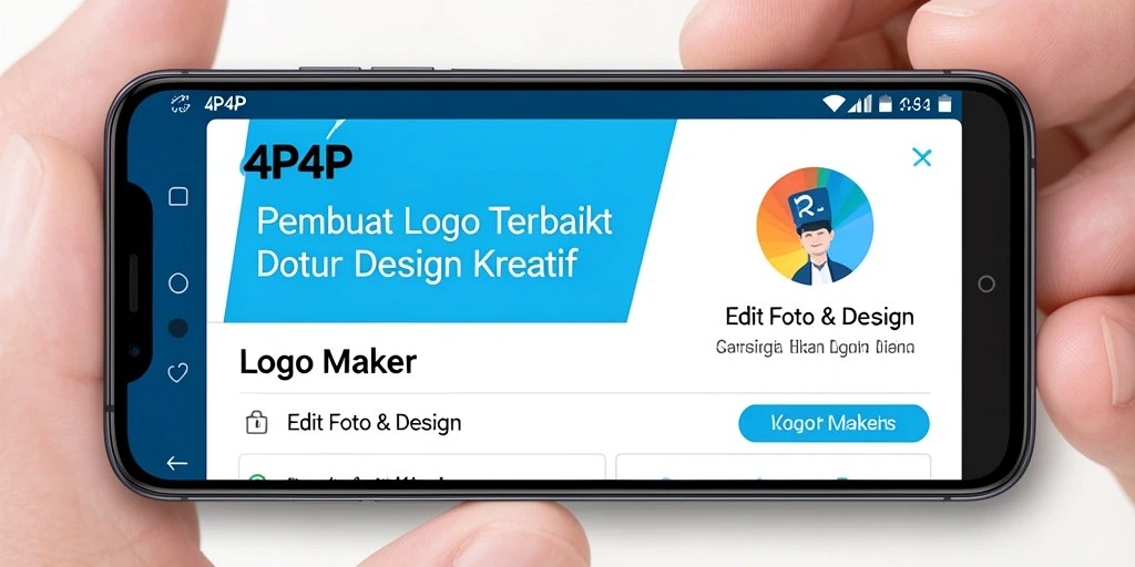 Tampilan antarmuka 4P4P yang intuitif untuk membuat logo.