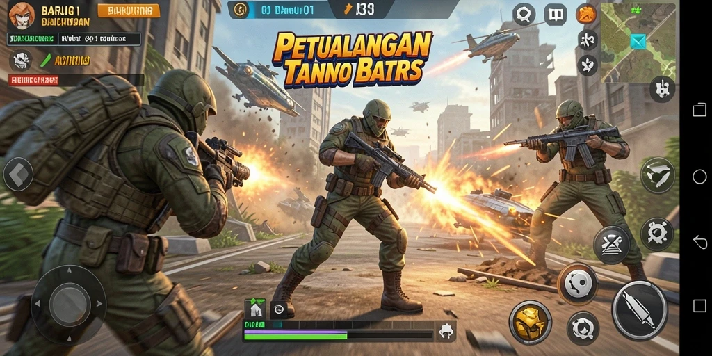 Tampilan antarmuka BARU01 yang menarik dan fungsional saat bermain Action.