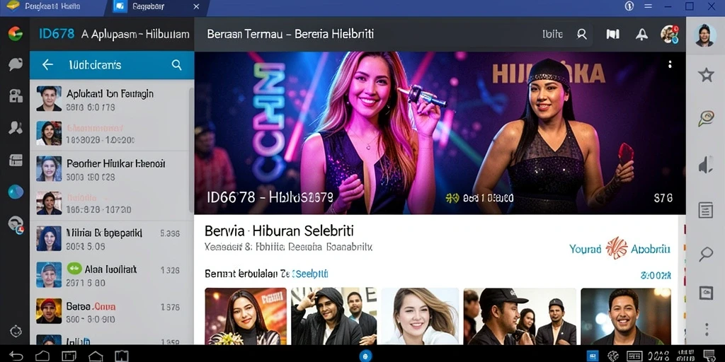 Antarmuka aplikasi ID678 menampilkan berita dan gambar selebriti dengan menarik.