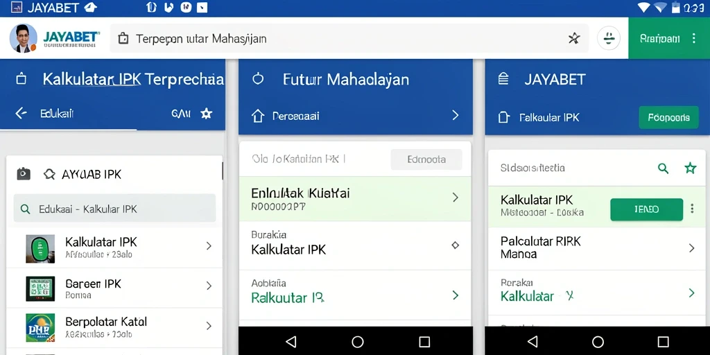 Tampilan antarmuka JAYABET untuk Kalkulator IPK.